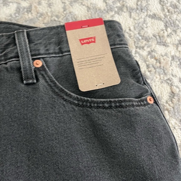 NWT Levi's Denim Cotton Blend Midi Skirt with Side Slit, Black, Size 31 - Picture 5 of 14